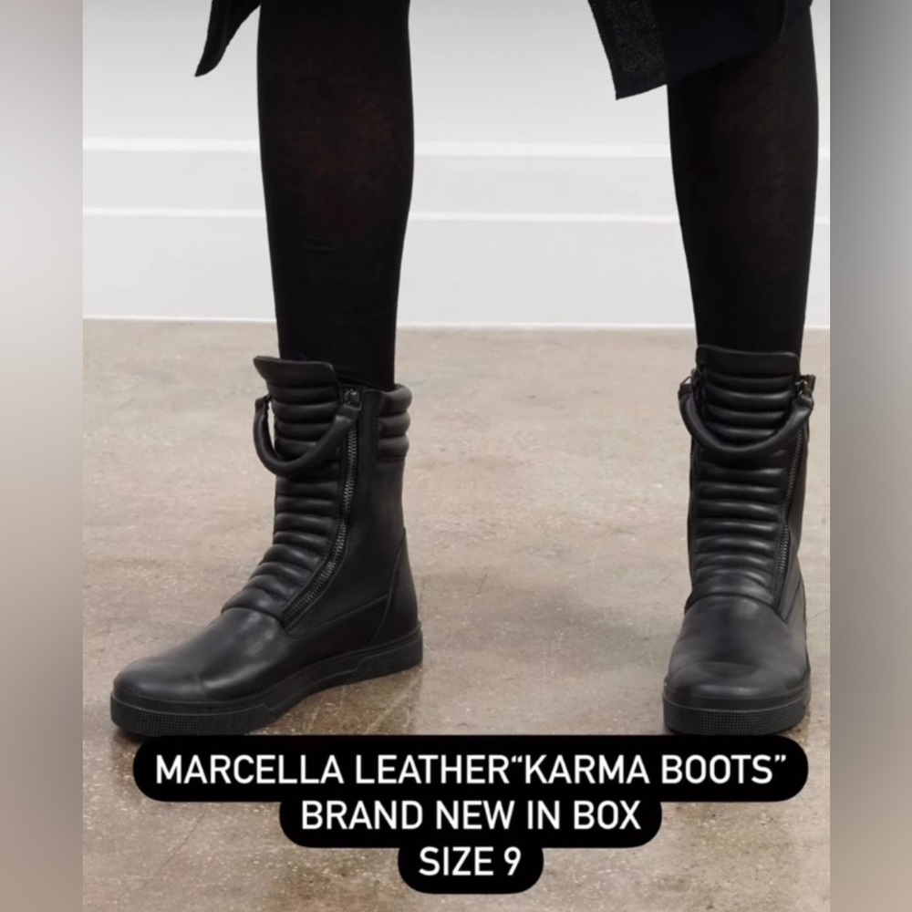 Genuine leather size 9 marcella combat style zip up sneaker